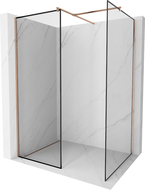 Mexen Kioto cloison de douche Walk-in 150 x 70 cm, cadre noir, cuivre brossé - 800-150-202-65-70-070