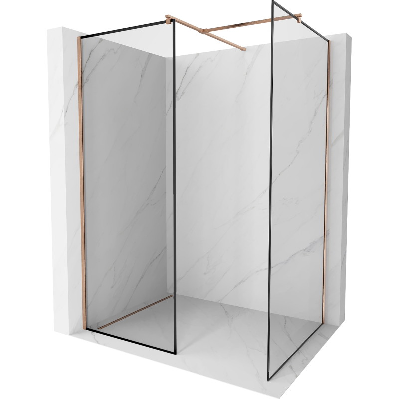 Mexen Kioto panneau de douche Walk-in 80 x 80 cm, cadre noir, cuivre brossé - 800-080-202-65-70-080