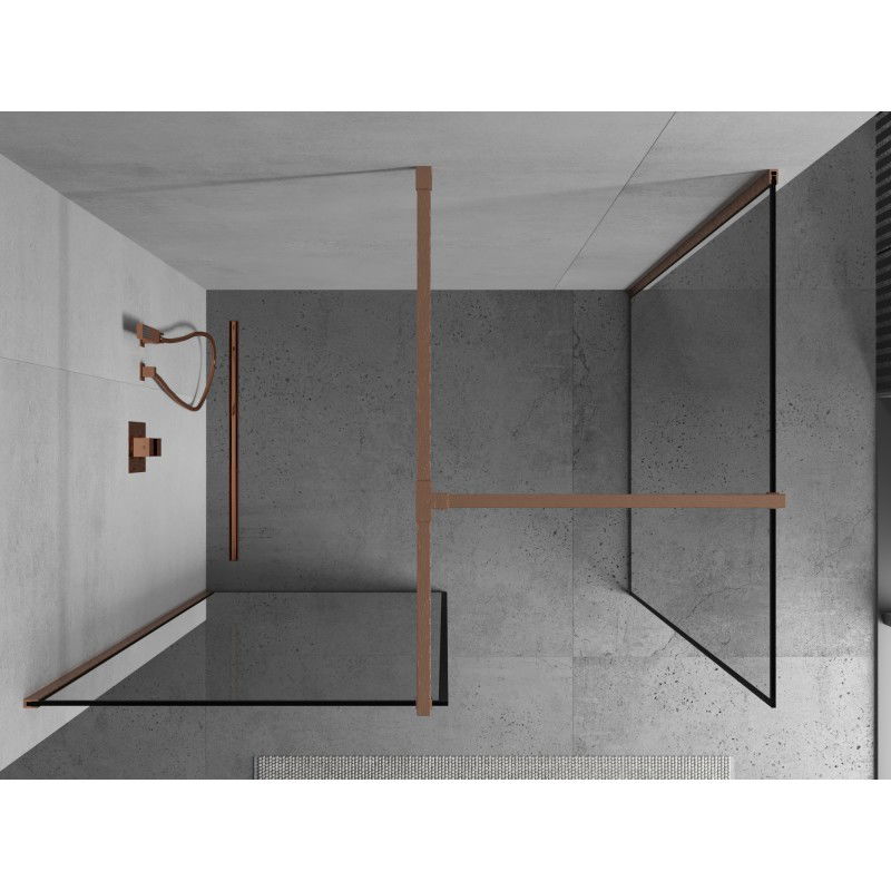 Mexen Kioto paroi de douche Walk-in 120 x 80 cm, cadre noir, cuivre brossé - 800-120-202-65-70-080