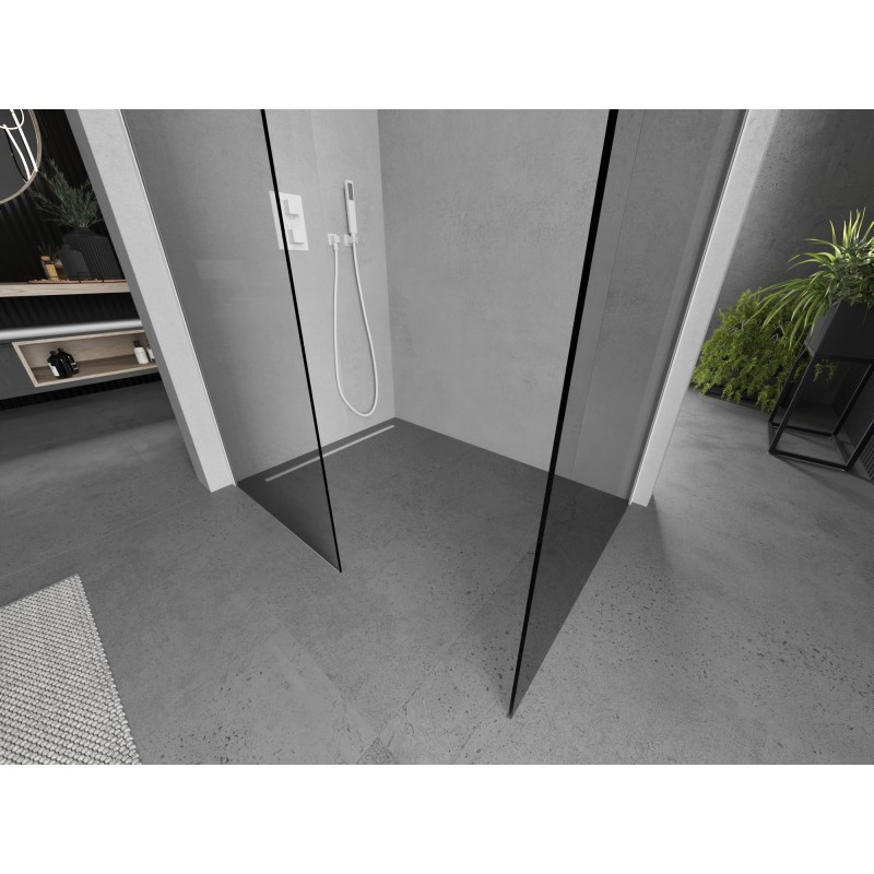 Mexen Kioto paroi de douche Walk-in 150 x 70 cm, transparent, blanc - 800-150-202-20-00-070