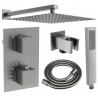 Mexen Cube DR02 ensemble de douche encastré avec pomme de douche de 30 cm, gris pistolet brossé - 77502DR0230-66