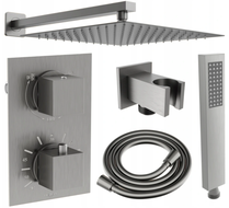 Mexen Cube DR02 ensemble de douche encastré avec pomme de douche de 30 cm, gris pistolet brossé - 77502DR0230-66