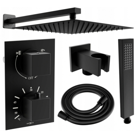 Mexen Cube DR02 ensemble de douche encastré avec pomme haute 30 cm, noir - 77502DR0230-70