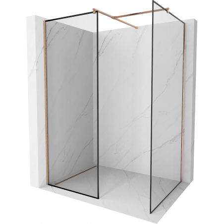 Mexen Kioto paroi de douche Walk-in 120 x 110 cm, cadre noir, cuivre brossé - 800-120-202-65-70-110