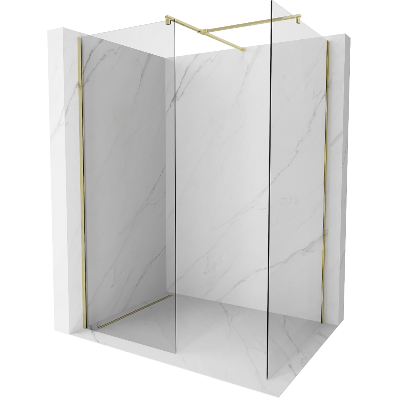 Mexen Kioto paroi de douche Walk-in 80 x 80 cm, transparente, or - 800-080-202-50-00-080