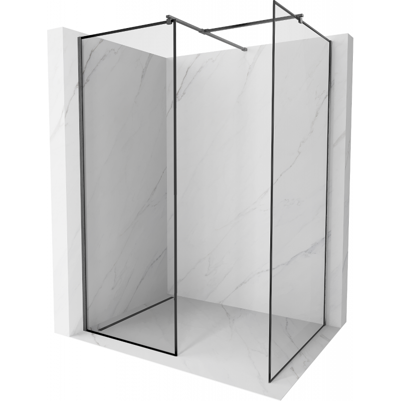 Mexen Kioto paroi de douche Walk-in 70 x 70 cm, motif noir, finition gun gray brossé - 800-070-202-66-70-070