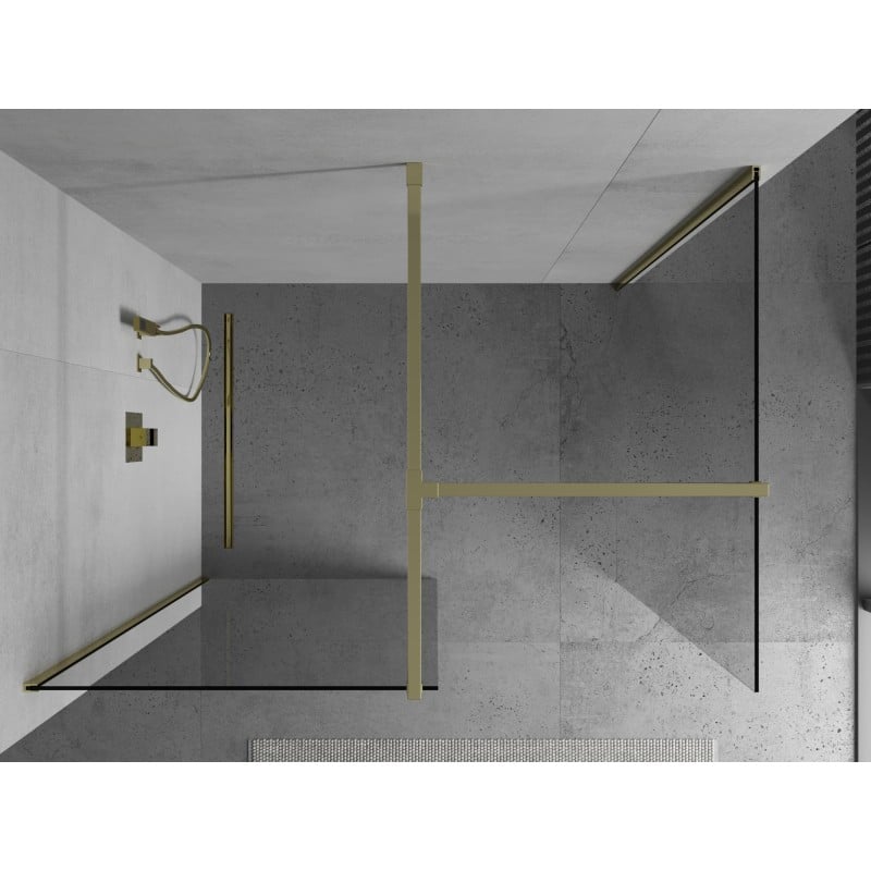 Mexen Kioto paroi de douche Walk-in 125 x 90 cm, transparent, doré - 800-125-202-50-00-090