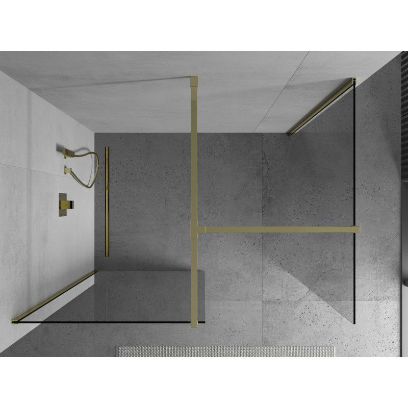 Mexen Kioto paroi de douche Walk-in 140 x 110 cm, transparent, or - 800-140-202-50-00-110