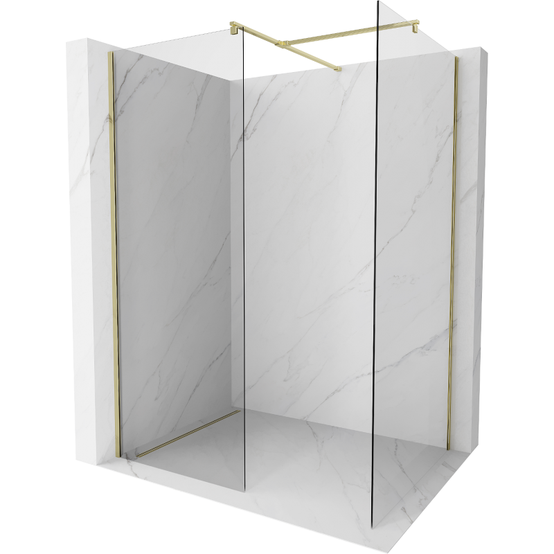 Mexen Kioto paroi de douche Walk-in 140 x 115 cm, transparente, dorée - 800-140-202-50-00-115