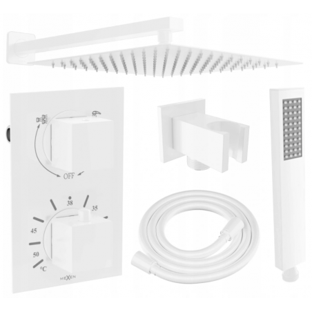 Mexen Cube DR02 ensemble de douche encastré avec pomme de douche 25 cm, blanc - 77502DR0225-20