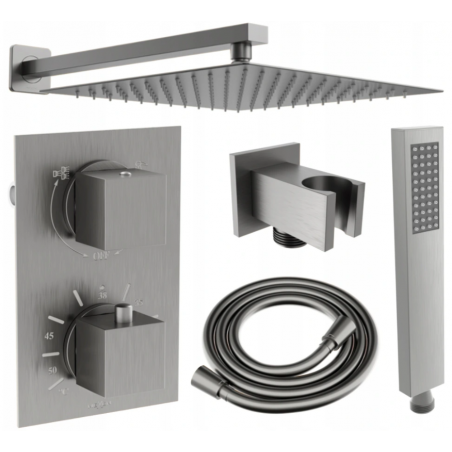 Ensemble de douche encastré Mexen Cube DR02 avec douche de tête 25 cm, graphite - 77502DR0225-66