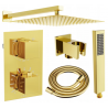 Mexen Cube DR02 ensemble de douche encastré avec pommeau de 25 cm, doré - 77502DR0225-50