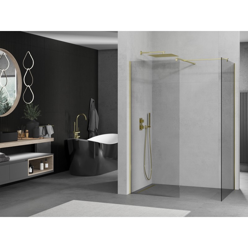 Mexen Kioto paroi de douche Walk-in 180 x 90 cm, transparent, doré - 800-180-202-50-00-090