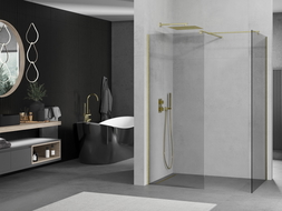 Panneau de douche Mexen Kioto Walk-in 80 x 80 cm, transparent, avec finition dorée satinée - 800-080-202-55-00-080