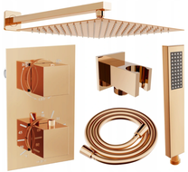 Mexen Cube DR02 ensemble de douche encastré avec une pluie de 25 cm, or rose - 77502DR0225-60