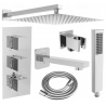 Ensemble de bain-douche encastrable Mexen Cube DR02 avec douche de tête 30 cm, chrome - 77503DR0230-00