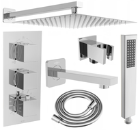 Ensemble de bain-douche encastrable Mexen Cube DR02 avec douche de tête 30 cm, chrome - 77503DR0230-00