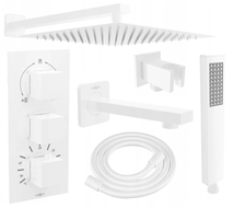 Mexen Cube DR02 ensemble baignoire-douche encastré avec pomme de douche 30 cm, blanc - 77503DR0230-20