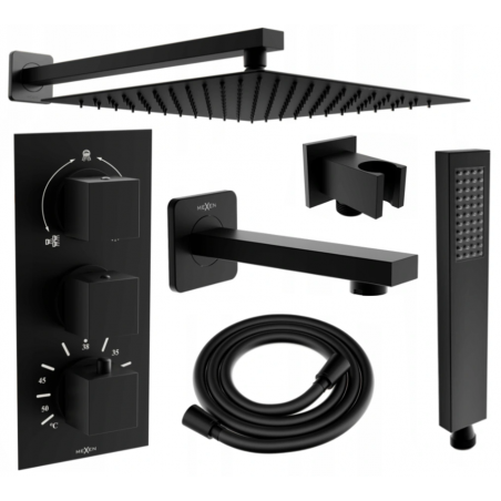 Mexen Cube DR02 ensemble bain-douche encastré avec pomme de douche 30 cm, noir - 77503DR0230-70