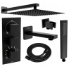Mexen Cube DR02 ensemble bain-douche encastré avec pomme de douche 30 cm, noir - 77503DR0230-70