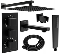 Mexen Cube DR02 ensemble bain-douche encastré avec pomme de douche 30 cm, noir - 77503DR0230-70