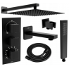 Mexen Cube DR02 ensemble baignoire-douche encastré avec douche de tête 25 cm, noir - 77503DR0225-70