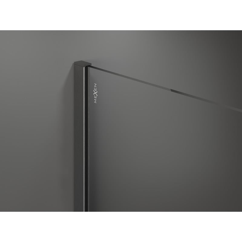 Mexen Kioto paroi de douche Walk-in 90 x 80 cm, cadre noir, gun gray brossé - 800-090-202-66-70-080