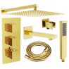 Ensemble de douche encastré Mexen Cube DR02 avec pommeau de 25 cm, or - 77503DR0225-50