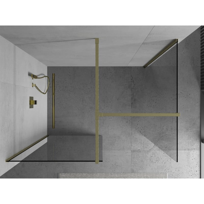 Mexen Kioto paroi de douche Walk-in 100 x 85 cm, transparent, or brossé - 800-100-202-55-00-085