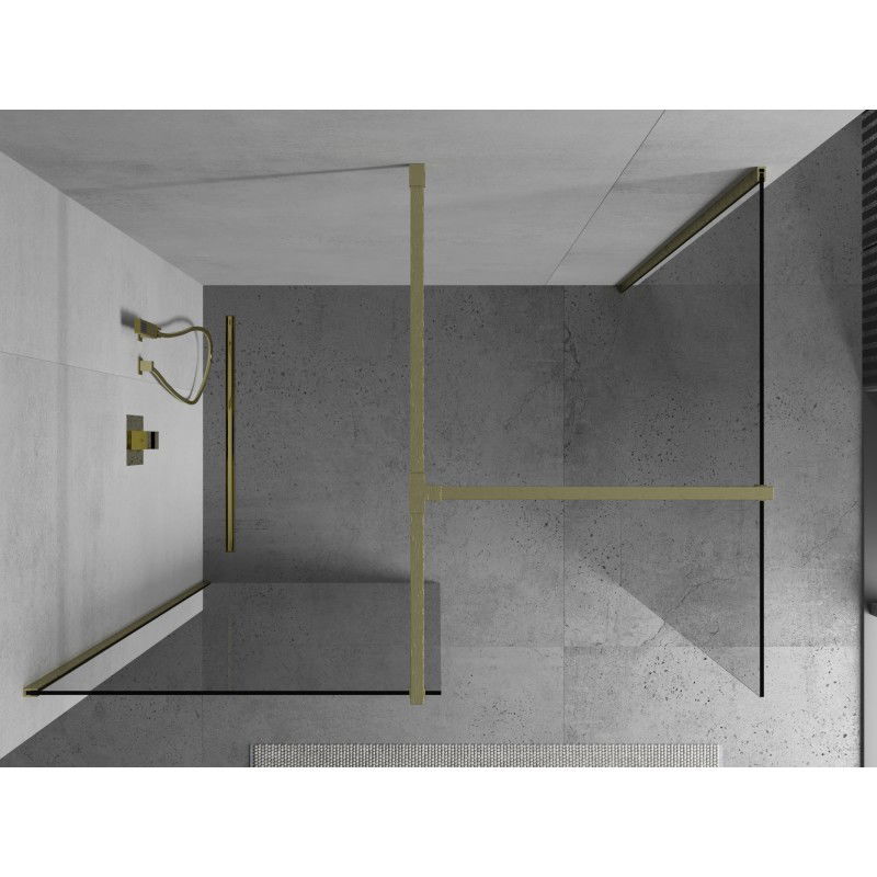 Mexen Kioto paroi de douche Walk-in 125 x 110 cm, transparent, or brossé - 800-125-202-55-00-110