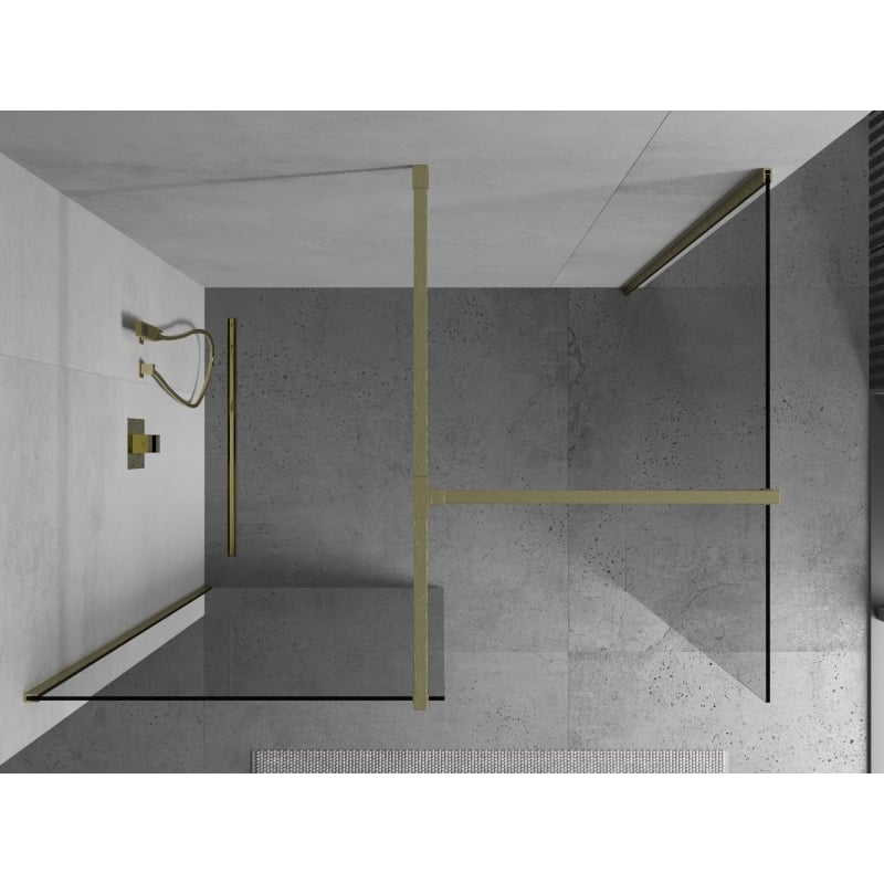 Mexen Kioto paroi de douche Walk-in 130 x 100 cm, transparent, or brossé - 800-130-202-55-00-100