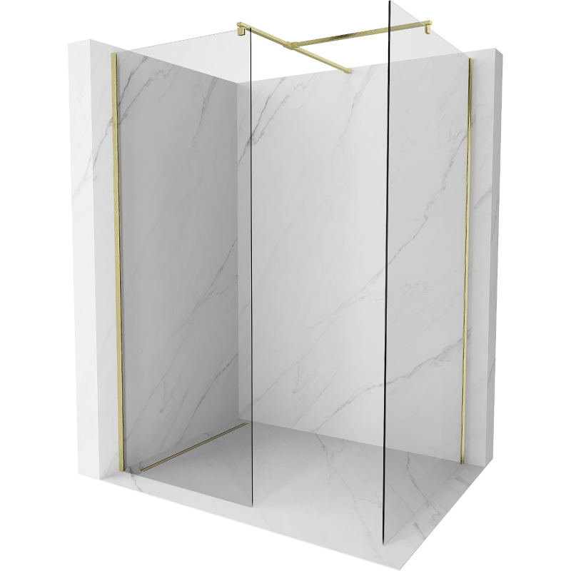 Mexen Kioto paroi de douche Walk-in 140 x 100 cm, transparent, doré brossé - 800-140-202-55-00-100