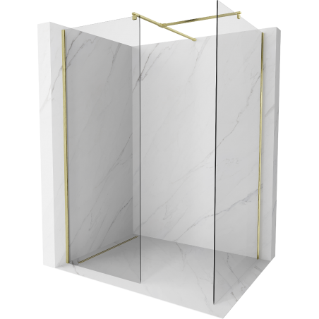 Mexen Kioto paroi de douche Walk-in 140 x 100 cm, transparent, doré brossé - 800-140-202-55-00-100
