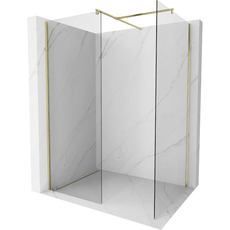 Mexen Kioto paroi de douche Walk-in 180 x 105 cm, transparente, en or brossé - 800-180-202-55-00-105