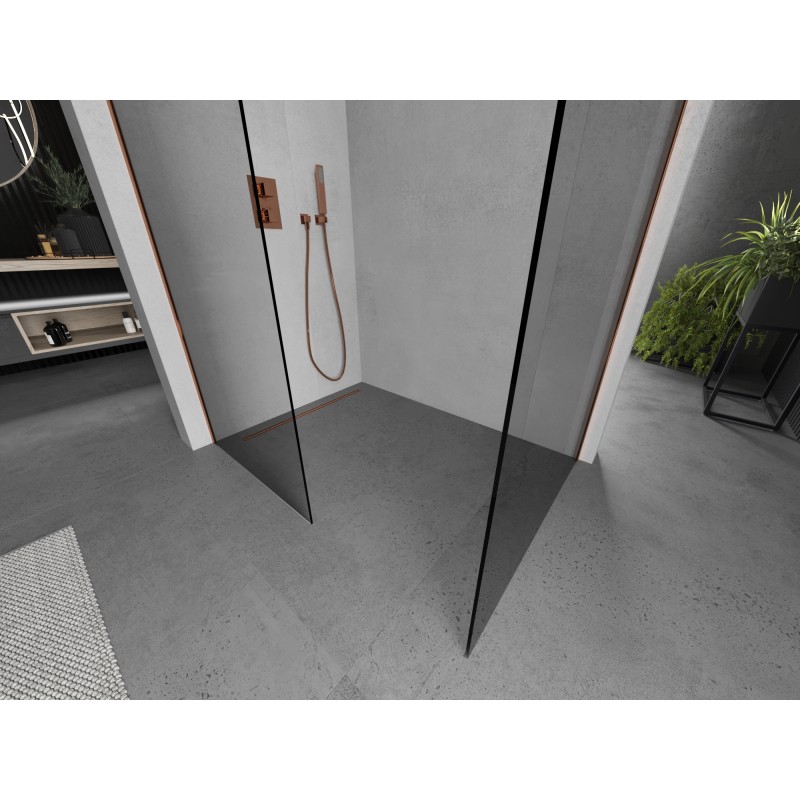 Mexen Kioto paroi de douche Walk-in 155 x 100 cm, transparent, or rose - 800-155-202-60-00-100