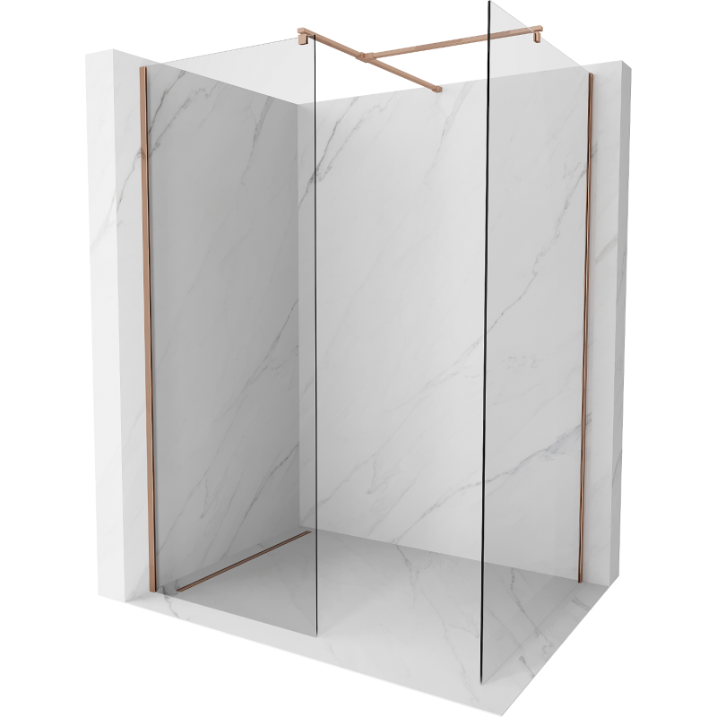 Mexen Kioto paroi de douche Walk-in 160 x 85 cm, transparent, or rose - 800-160-202-60-00-085