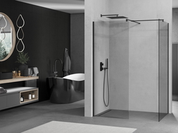 Mexen Kioto paroi de douche Walk-in 100 x 95 cm, transparente, noire - 800-100-202-70-00-095
