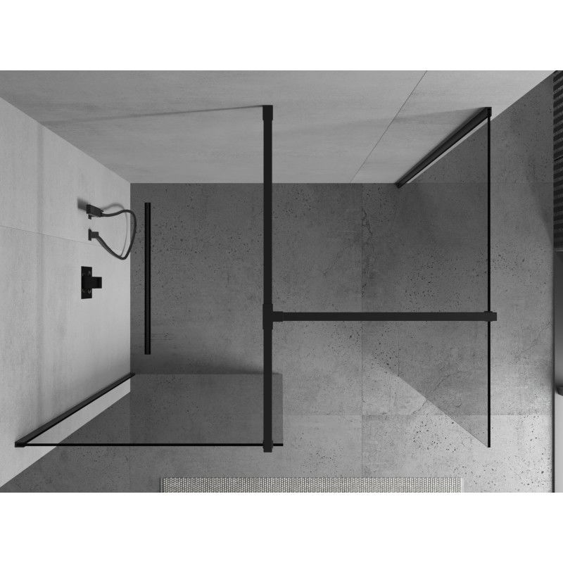 Mexen Kioto paroi de douche Walk-in 125 x 70 cm, transparent, noir - 800-125-202-70-00-070