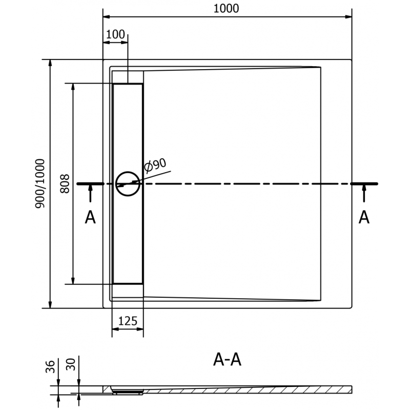 Mexen Amon receveur de douche carré SMC 100 x 100 cm, blanc - 4F101010