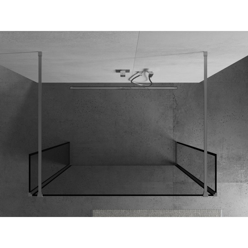 Mexen Kioto paroi de douche autoportante 90 x 30 x 30 cm, cadre noir, chrome - 800-090-030-222-01-70-030