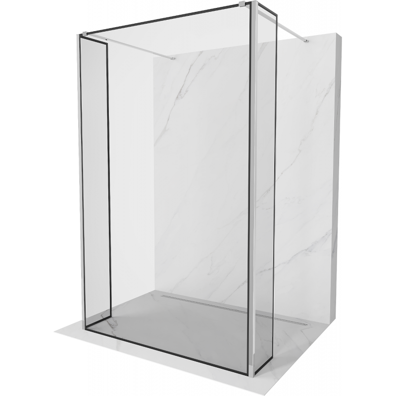 Kioto paroi de douche autonome 120 x 30 x 30 cm, motif noir, chrome - 800-120-030-222-01-70-030