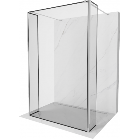 Kioto paroi de douche autonome 120 x 30 x 30 cm, motif noir, chrome - 800-120-030-222-01-70-030