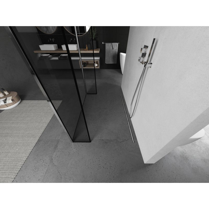 Mexen Kioto paroi de douche autoportante 140 x 30 x 30 cm, cadre noir, chrome - 800-140-030-222-01-70-030