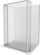 Mexen Kioto paroi de douche autoportante 110 x 30 x 30 cm, cadre noir, blanc - 800-110-030-222-20-70-030