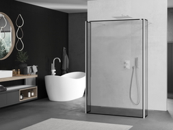 Mexen Kioto paroi de douche autoportante 160 x 30 x 30 cm, cadre noir, blanc - 800-160-030-222-20-70-030