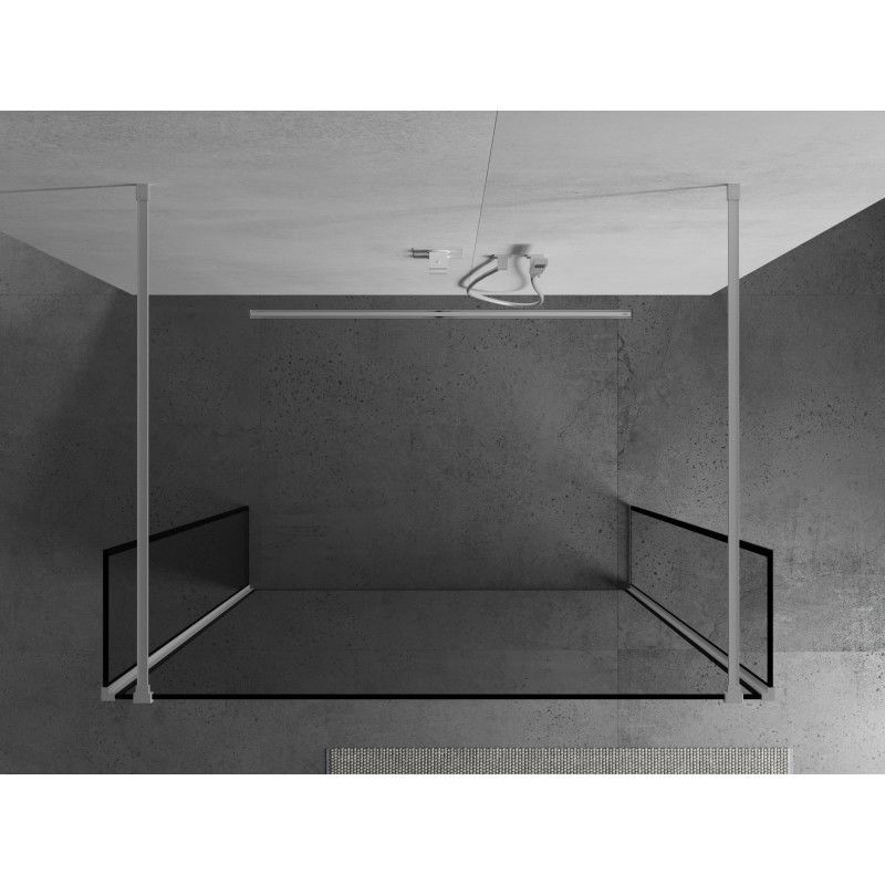 Mexen Kioto paroi de douche autoportante 140 x 30 x 30 cm, cadre noir, blanc - 800-140-030-222-20-70-030