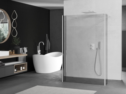 Mexen Kioto paroi de douche autonome 100 x 30 x 30 cm, transparent, blanc - 800-100-030-222-20-00-030