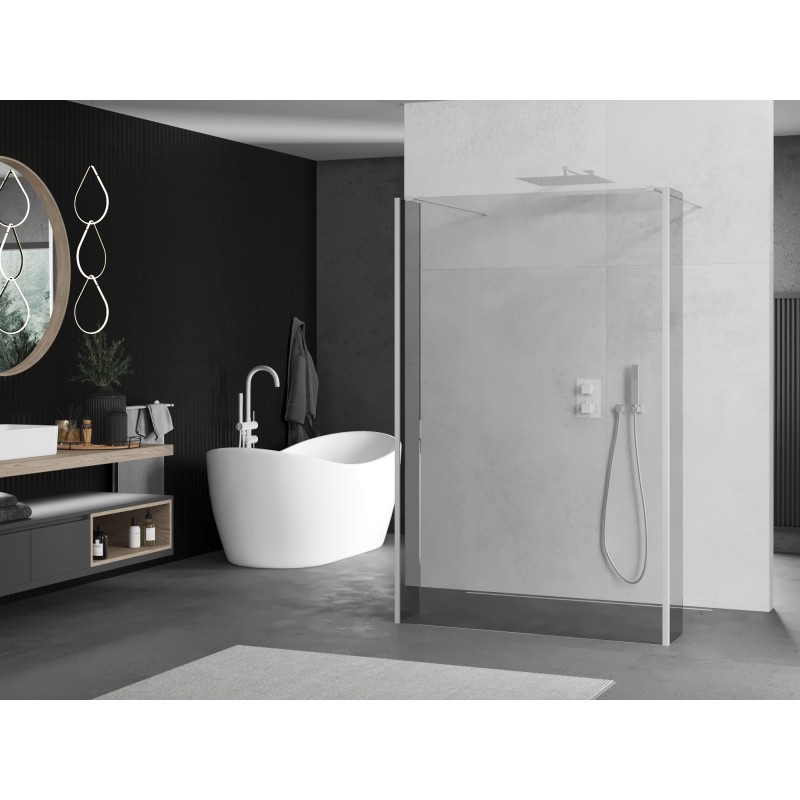 Mexen Kioto paroi de douche autoportante 140 x 30 x 30 cm, transparent, blanc - 800-140-030-222-20-00-030