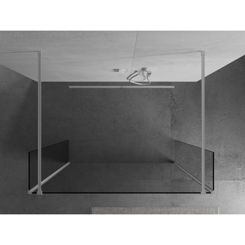 Mexen Kioto paroi de douche autoportante 140 x 30 x 30 cm, transparent, blanc - 800-140-030-222-20-00-030