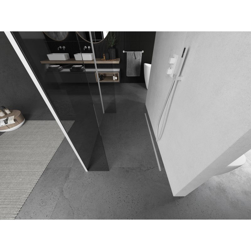 Mexen Kioto paroi de douche autoportante 150 x 30 x 30 cm, transparente, blanche - 800-150-030-222-20-00-030